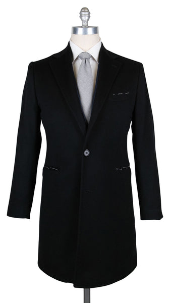 Luigi Borrelli Black Cashmere Solid Coat - (CUTORINOC130590) - Parent