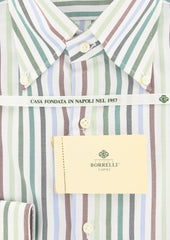 Luigi Borrelli Green Striped Shirt - Slim - (DR1788OVIBDPT2) - Parent