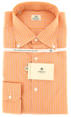 Luigi Borrelli Orange Check Cotton Shirt - Slim - 17/43 - (1918)