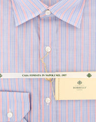 Luigi Borrelli Light Blue Striped Cotton Shirt - Slim - (KT) - Parent