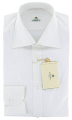 Luigi Borrelli White Solid Cotton Shirt - Slim - 16.5/42 - (RJ)