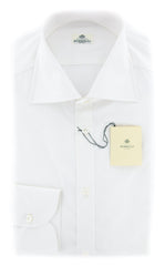 Luigi Borrelli White Solid Cotton Shirt - Slim - 16.5/42 - (YZ)