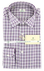 Luigi Borrelli Purple Plaid Shirt - Extra Slim - 15/38 - (BO)