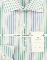 Luigi Borrelli Green Striped Cotton Shirt - Extra Slim - (7K) - Parent