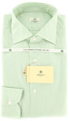 Luigi Borrelli Green Striped Shirt - Extra Slim - 16.5/42 (EV2044RIOSTPT1)