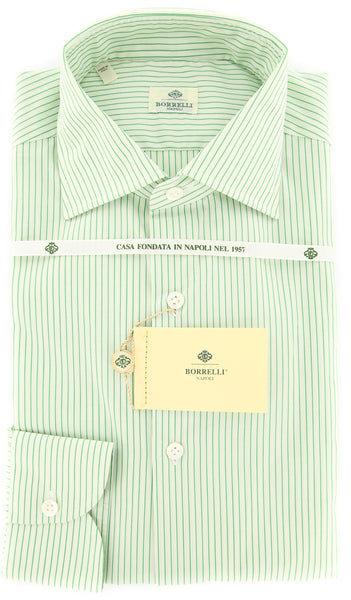Luigi Borrelli Green Striped Shirt - Extra Slim - (EV2044RIOSTPT1) - Parent