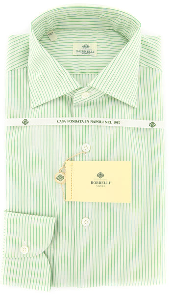 Luigi Borrelli Green Striped Shirt - Extra Slim - (EV2044RIOSTPT1) - Parent