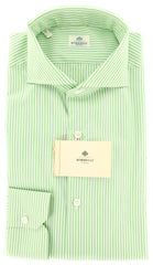 Luigi Borrelli Green Striped Cotton Shirt - Extra Slim - 15.5/39 - (AA)