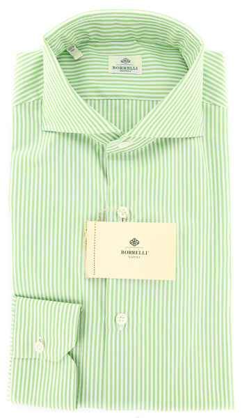 Luigi Borrelli Green Striped Cotton Shirt - Extra Slim - (AA) - Parent