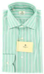 Luigi Borrelli Green Striped Shirt - Extra Slim - 15.75/40 (EV2073RIOSTPT1)