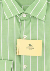Luigi Borrelli Green Striped Shirt - Extra Slim - (D4) - Parent