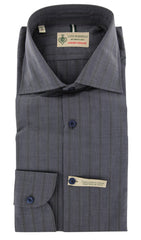 Luigi Borrelli Navy Blue Striped Cotton Shirt - Extra Slim - (GB3963) - Parent