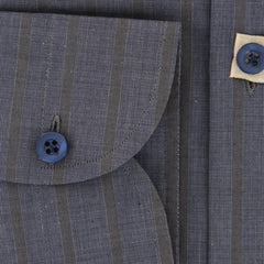 Luigi Borrelli Navy Blue Striped Cotton Shirt - Extra Slim - (GB3963) - Parent