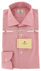 New Luigi Borrelli Pink Check Shirt - Extra Slim - 15.75/40 - (EV2268RIO)