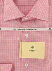 New Luigi Borrelli Pink Check Shirt - Extra Slim - 15.75/40 - (EV2268RIO)