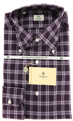 Luigi Borrelli Purple Plaid Cotton Shirt - Extra Slim - 16/41 - (TG)