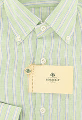 Luigi Borrelli Green Striped Shirt - Extra Slim - (EV253RALPHBD) - Parent