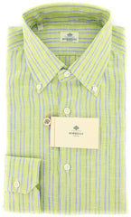 Luigi Borrelli Green Striped Shirt - Extra Slim - (EV254RALBDPT2) - Parent