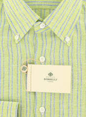 Luigi Borrelli Green Striped Shirt - Extra Slim - (EV254RALBDPT2) - Parent