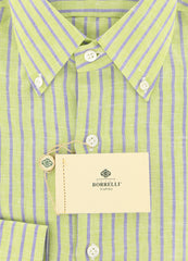 Luigi Borrelli Green Striped Linen Shirt - Extra Slim - (EV255-A) - Parent