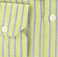 Luigi Borrelli Green Striped Linen Shirt - Extra Slim - (EV255-A) - Parent