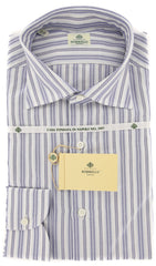 Luigi Borrelli Blue Striped Shirt - Extra Slim - 17/43 - (D3)