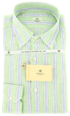 Luigi Borrelli Green Striped Shirt - Extra Slim - 16/41 -(EVTS272RNDBD2)
