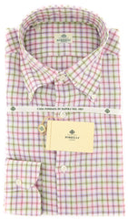 Luigi Borrelli Pink Plaid Linen Shirt - Extra Slim - 15.75/40 - (TI)