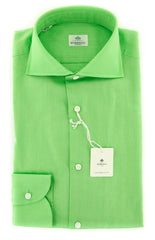 Luigi Borrelli Green Solid Shirt - Slim - 15/38 - (EV061275ST)