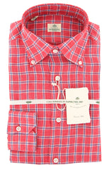 Luigi Borrelli Red Check Shirt - Slim - 14.5/37 - (40LB1705)