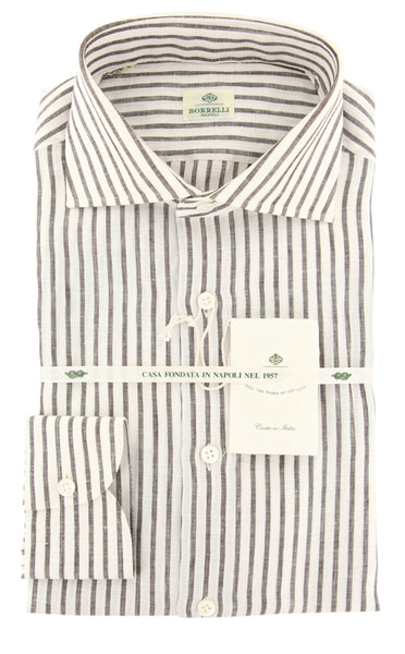 Luigi Borrelli Brown Striped Shirt - Slim - (LB243BRN) - Parent