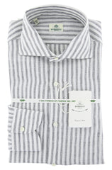 Luigi Borrelli Black Striped Linen Shirt - Extra Slim - 15/38 - (AP)