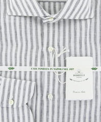 Luigi Borrelli Black Striped Linen Shirt - Slim - (AP) - Parent