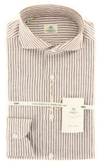 Luigi Borrelli Brown Striped Shirt - Slim - (LB4093BRN) - Parent