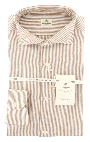 Luigi Borrelli Brown Striped Shirt - Slim - (LB4094BR) - Parent