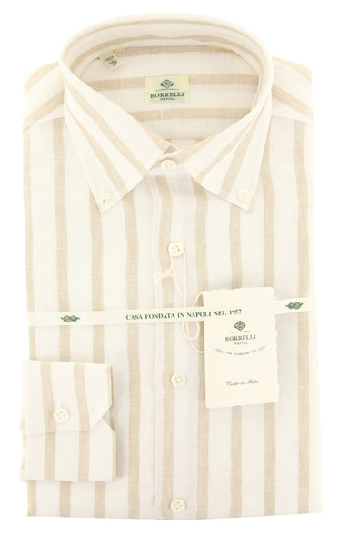 Luigi Borrelli Beige Striped Shirt - Slim - (60LB4951) - Parent
