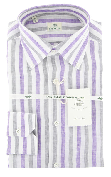 Luigi Borrelli Purple Striped Shirt - Slim - (80B4953) - Parent