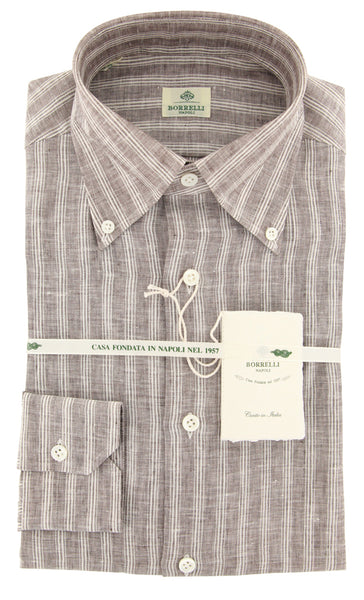 Luigi Borrelli Brown Striped Shirt - Slim - (LB5BRN) - Parent