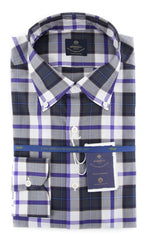 Luigi Borrelli Dark Gray Plaid Cotton Shirt - Slim - 17/43 - (LD)