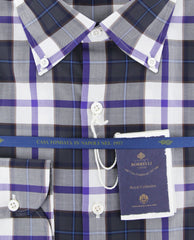 Luigi Borrelli Dark Gray Plaid Cotton Shirt - Slim - (LD) - Parent