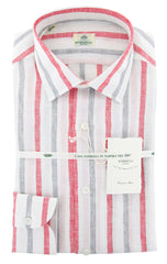 Luigi Borrelli White Striped Shirt - Extra Slim - 14.5/37 - (L1222171)