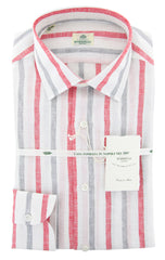 Luigi Borrelli White Striped Shirt - Slim - 14.5/37 - (L1222171)