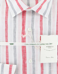 Luigi Borrelli White Striped Shirt - Slim - (L1222171) - Parent