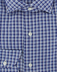 Luigi Borrelli Blue Plaid Cotton Dress Shirt - Extra Slim - (8X) - Parent