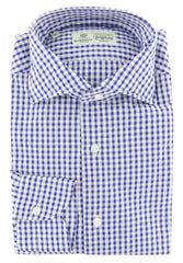 Luigi Borrelli Blue Check Cotton Shirt - Slim - 15.5/39 - (236)