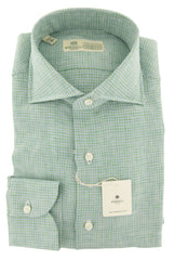 Luigi Borrelli Green Micro-Check Linen Shirt - Slim - 15/38 - (ZG)