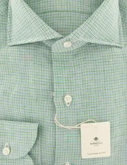 Luigi Borrelli Green Micro-Check Linen Shirt - Slim - (ZG) - Parent