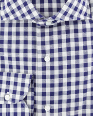 Luigi Borrelli Navy Blue Check Cotton Shirt - Slim - (270) - Parent