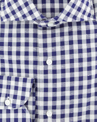 Luigi Borrelli Navy Blue Check Cotton Shirt - Extra Slim - (270) - Parent