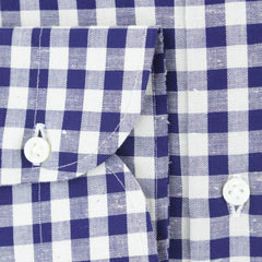 Luigi Borrelli Navy Blue Check Cotton Shirt - Slim - (270) - Parent